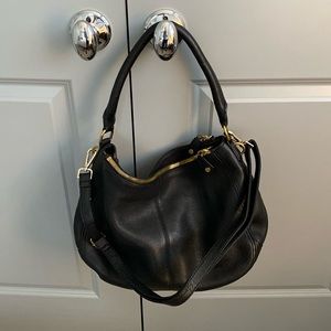 J. Crew Black Leather Boho Handbag